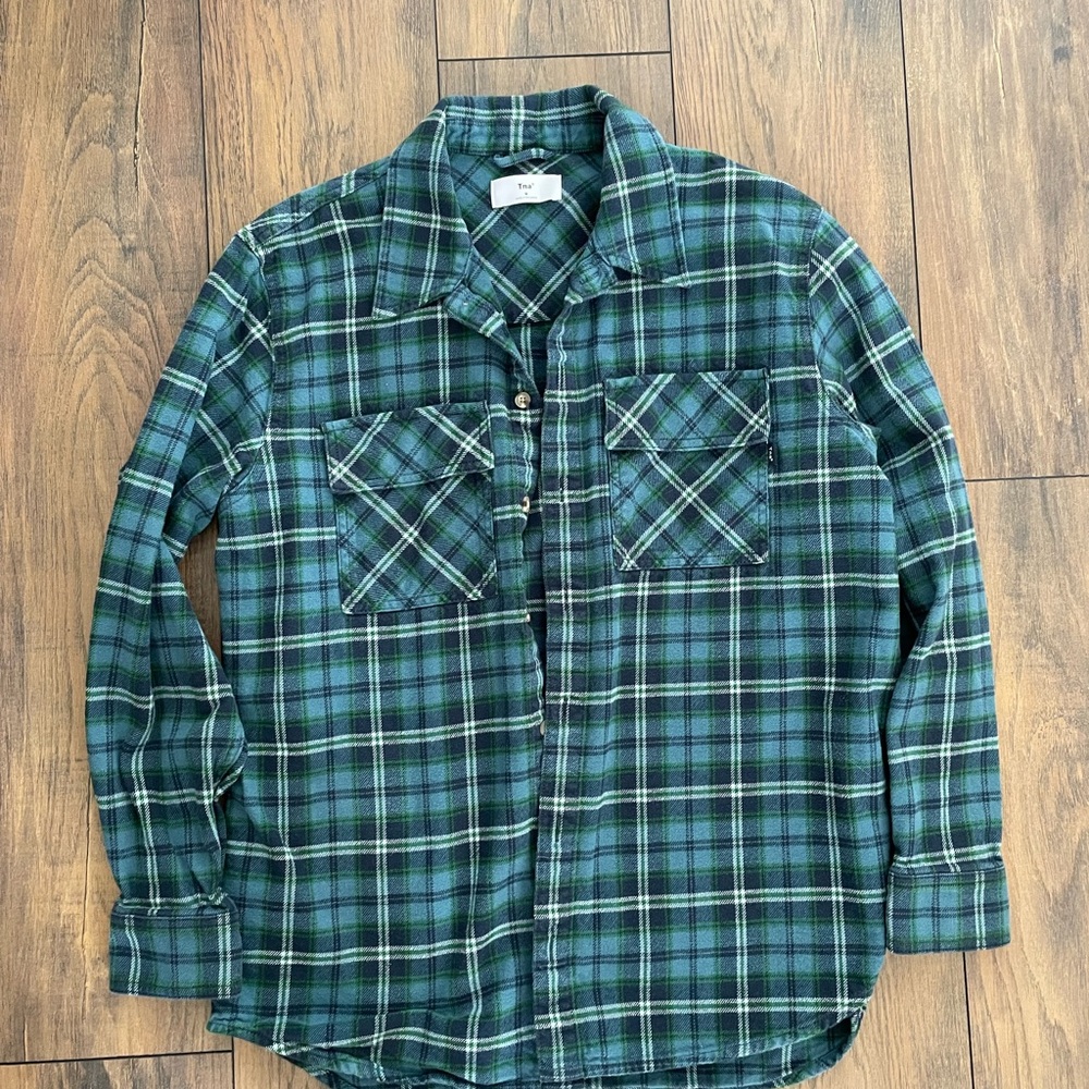 TNA Green Plaid Shacket